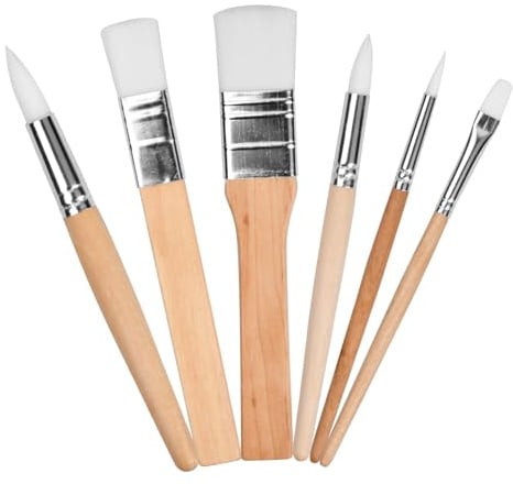 Bezavea Wooden Paint Brushes Set of 6 Nylon Hair Paint Brushes Professional Artist Paint Brushes Round Flat Pointed Tip Painting Brushes Chip Paintbrushes for Watercolor, Acrylic, Gouache and Oil Painting