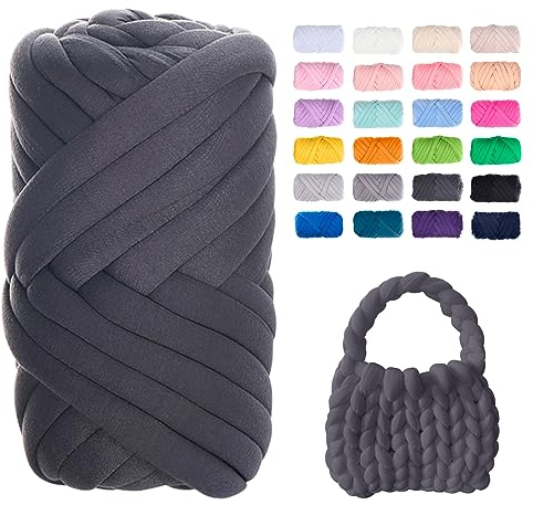 Uiopa Bulky Armstricken Wolle, 500g Dicke Wolle Sperrige Handstrickgarn, Grob Gestrickte Schlauchgarn Häkelwolle Chunky Yarn für Taschen, Decken, Körbe, Haustiernester, DIY-Kunsthandwerk