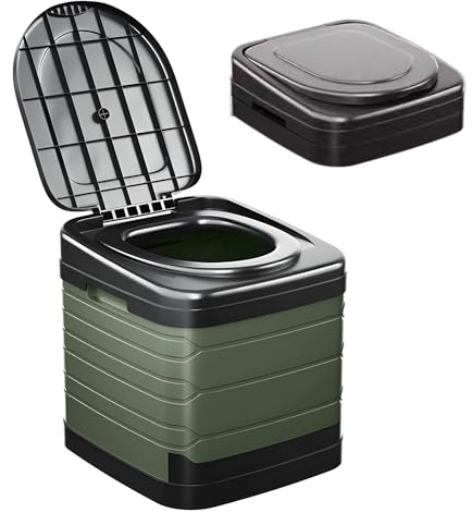 Campingtoilette Faltbar, 70L Camping Toiletten mit Müllbeutel, Kann 150 KG Tragen, Mobile Toilette für Outdoor Camping, Festival, Stau, Zelten, Grün