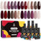 MEFA UV Nagellack, Gel Nagellack UV 12 Farben Glitter Rot Nude Lila Schwarz Braun UV Gel Nagellack Soak-Off UV Nagellack für Anfänger DIY Nailart zu Hause Frühling Sommer, 7 ML