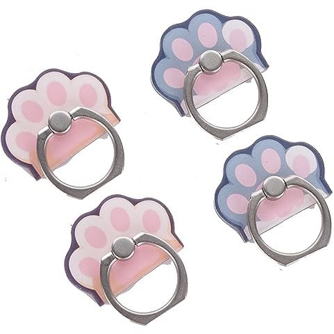 4Pack Cute Phone Ring Holder, Cats Paw Animal Footprint 360 Rotation Finger Ring Stand Kickstand Grip Mount for Cellphones (Paw)