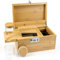 Viking Factory Large Bamboo Storage Organizer with Lock, Detachable Tray & Compartments, Includes Glass Jars & Spice Mill - Ideal Home & Kitchen Organisation Gift