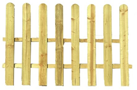 BEDS PLANET Picket Fence Panel - Natural Garden Wood - Rounded Picket, Pressure Treated - Hand Built for Long-Lasting Use - 6 Feet (L) x 3 Feet (H) for Quality Fencing