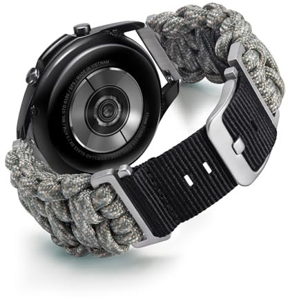 BINLUN 22MM Cinturino per Orologio in Nylon Paracord Sgancio Rapido Intrecciato Cinturino di Ricambio per SmartWatch Sportivo Fibbia Nera/Argento Adatto per Garmin/Samsung Galaxy(Verde Mimetico)