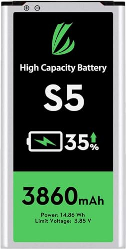LL TRADER Batterie pour Samsung Galaxy S5, 3860 mAh Haute Capacité Lithium-Polymère Rechargeable Batterie avec Kits de réparation