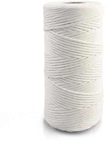 Netuno 1x Makramee Garn Kalkweiß 2 mm 150 m einfach gedreht Kordel Baumwolle Textilgarn Naturbaumwolle Garn für Makramee Schnur Baumwollkordel Dekoschnur farbig Twisted Macrame Cotton Cord