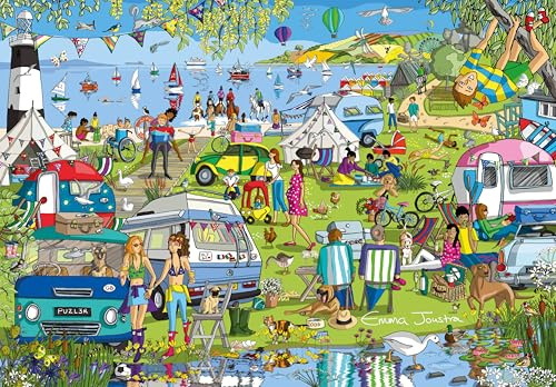 Camping Chaos 1000 Piece Jigsaw Puzzle; Emma Joustra art Collection; Eco-Friendly, Gift for Adults & Families