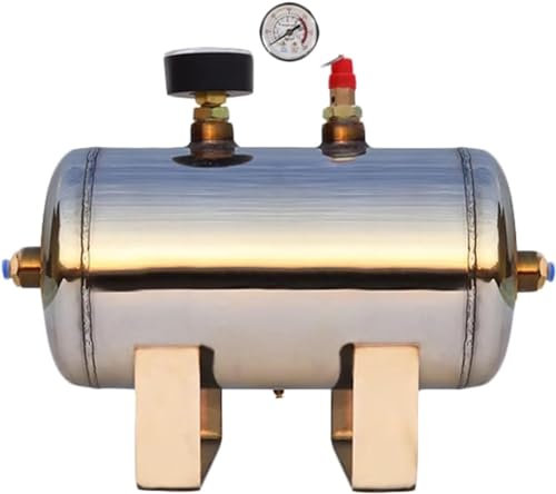 Réservoir d'air 5L 10L 20L 30L 40L 50L, réservoir d'air horizontal miroir réservoir de stockage de gaz haute pression à 5 ports, réservoirs tampons sous vide en acier inoxydable(20L/5.3Gal(48x28x34cm/