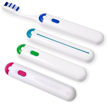 DE Healthcare Products – Reisezahnbürste (1 Stück), klappbare Zahnbürste für unterwegs, mit Gehäuse für hygienische Aufbewahrung, Farbwahl nicht möglich