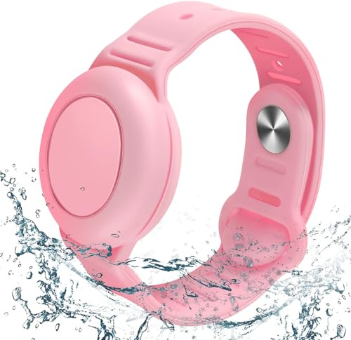 Hacintre Armband für Apple Airtag Kinder, Wasserdicht Airtrack Aarmband Kleinkind, Silikon Anhanger Hülle Case Holder Watch Bracelets, Accessories Airtag (Rosa)