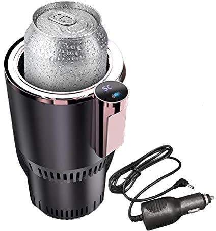 Car Cooler Warmer Cup, Practical Auto Cooling and Heating Cup, Smart Car Cup Mug Holder, DC12V Electric Car Refrigerator for Car Lover (Purple gold)