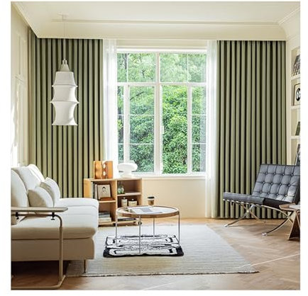 KnSam 2er Set Blickdicht Vorhang Teenager Grün, Vorhang Kinderzimmer Junge Leinenoptik, Chenille Ösen Wohnzimmer Vorhänge Verdunkelungsvorhang Kinder, Jeder B 107 x H 229cm