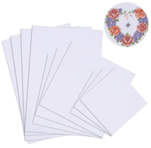 10 Stück Stick Stoffe Weiß 11CT Stickstoff Zum Sticken, Stoff Zum Sticken, Kreuzstich Stoff, Sticken Stoff, Stramin Zum Sticken, 30×45 Cm+30×30 Cm+20×20 Cm Für Näharbeit Und Stoff Handwerk