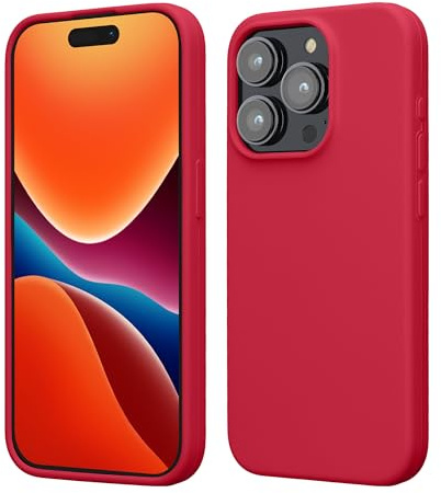 kwmobile Handyhülle für iPhone 15 Pro Hülle, für iPhone 15 Pro Case - Hülle Silikon - kabelloses Laden - Granatapfelrot