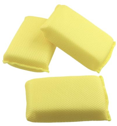 Naseom 3 Stück Autoschwamm, Universalschwamm, Mikrofaser Scheibenschwamm, Kratzerfreie Antibeschlag Schwamm für Auto Fensterschwamm - 15 * 10 * 4 cm (Gelb)