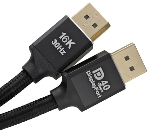kenable CERTIFIED Pro DisplayPort v2.1 Cable 8K 120Hz 4K 144Hz UHBR10 40Gbps Gaming Monitor Lead 2m Black