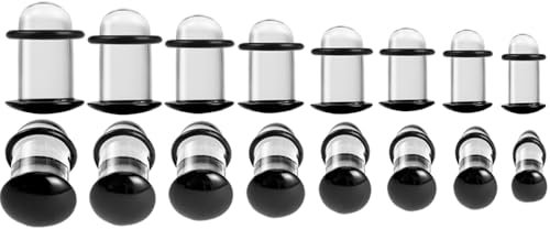 DOEARKO Dehnstäbe Tunnel Set 8 Paare Glas Ohr Tunnel Plug mit O-ringe Ohr Messgeräte Expander Set Piercings Schmuck für Frauen Männer (1.6-10mm)