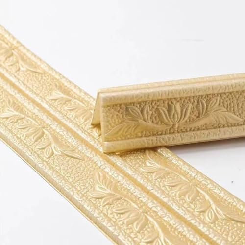 Borde de espuma impermeable 3D, borde de papel tapiz decorativo de pared, borde de pared 3D decorativo de espuma para borde de espejo, decoración del hogar (dorado)