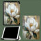 Funda para iPad Pro 12.9 Pulgadas (2022/2021/2020) con Portalápiz, Carcasa Folio Ligera y Delgada con Smart Cover para iPad Pro 12.9 Pulgadas Flores Blancas