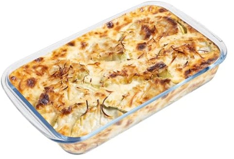 DAWRIS 1.6L Lasagne Dish for Oven Glass Baking Dish Glass Oven Dish Rectangular Glass Roasting Dish Oven Proof Dishes for Baking Dishwasher Freezer Cookware Microwave Safe