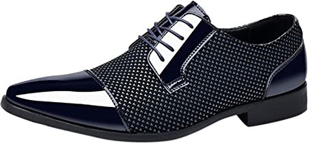 Zapatos Negro Hombres 47 Zapatos de cuero de estilo clásico para hombre sin cordones de PU con suela de goma baja y tacón en bloque Protección contra la lluvia Zapatos Hombre, azul oscuro, 46 EU