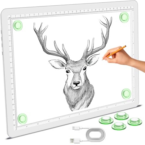Phylosal Bloc lumineux magnétique A4, super lumineux avec bouton latéral, tableau lumineux diamant art, boîte lumineuse pour le traçage et le dessin, table lumineuse USB pour croquis, désherbage