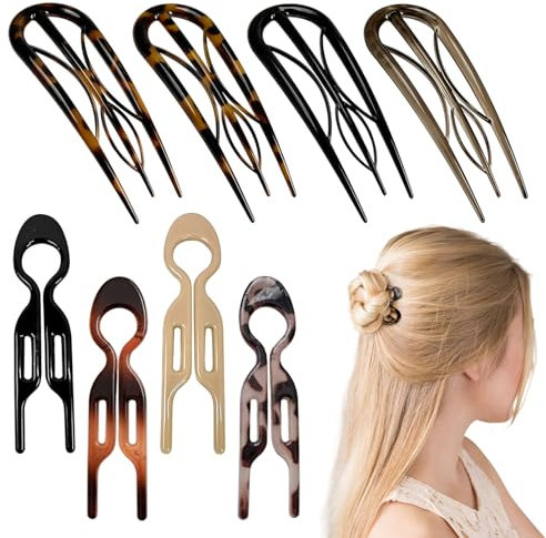 SAIIURV 8 Pièces Pinces à Cheveux Français Pour Femmes Filles, Grandes Fourches à Cheveux Pince Chignon Épingles À Chignon, Accessoires pour Cheveux (8PCS)