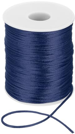 PATIKIL Hilo De Nylon De 2 Mm X 110 Yardas Cordón De Seda Azul Marino | Cuerda Para Nudos, Hilo Para Hacer Joyas, Nudos Chinos, Collares Macramé Manualidades DIY, Para Abalorios