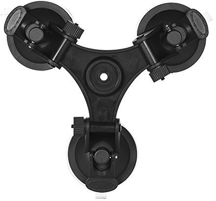 Qukaim Supporto a tripla ventosa per fotocamera sportiva, compatibile con Hero 5/4/3+/3 e Yi, include adattatore per treppiede, Action Camera Accory