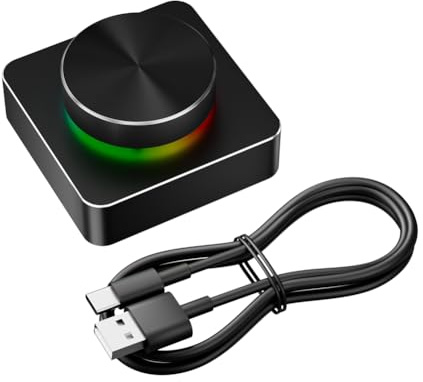 Fangxuee Manopola di Controllo del Volume, Altoparlante del Computer, Controller del Volume Audio, 3 modalità, Controller Multimediale Wireless USB+Bluetooth+2.4G