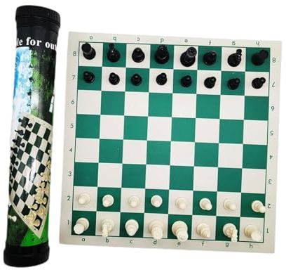 KiBcsLic Schachspiel Als Komplettes Brettspiel mit Allen Schachfiguren Und Rollbarem Turnierbrett Als Reiseset in Einem Praktischen Köcher mit Flanellschutz F, 43cmx8cmx8cm