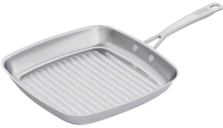KUHN RIKON Poêle à griller Allround, non revêtue, rainurée, Ø 27 x 27 cm, compatible avec les plaques à induction