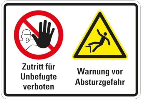 KSIGN Hinweisschild Zutritt verboten, Absturzgefahr, Kunststoff, 420x297mm