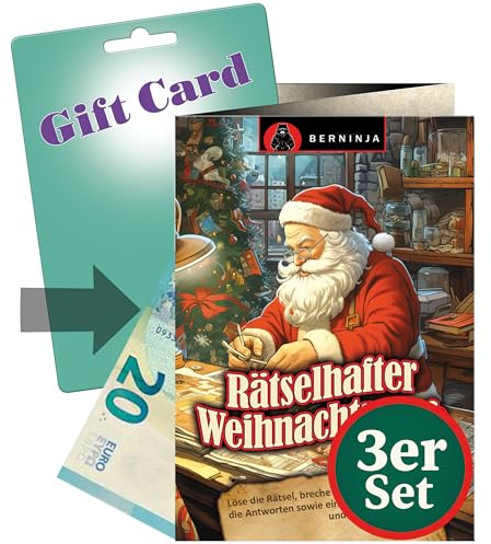 Berninja Rätselkarte für Geldgeschenke - Kreativer Gutscheinverpackung (3er-Set Weihnachtsrätsel)