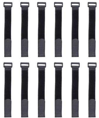 Verazquy 12-Pack Hook and Loop Cable Straps,Black Self-Adhesive Nylon Organizer Fastener Elastic with Buckles Fastening Cable Ties Adjustable Heavy Duty Multipurpose Reusable Cinch Straps