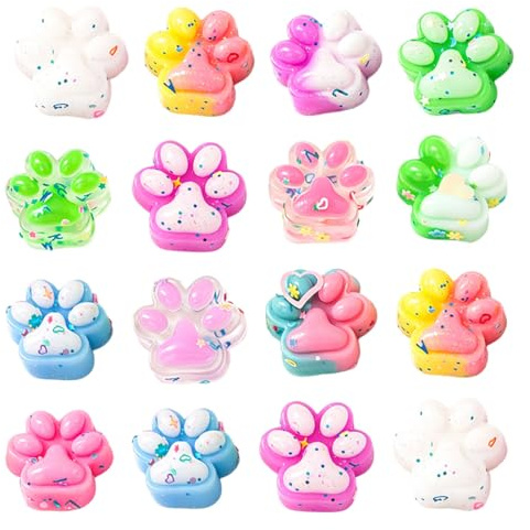 MUNZE Dumpling Squishy, 16 Stück Mini Squishy-Set Mit Katzenpfoten-Design, 3,5 Cm Weiche Quetschspielzeuge, Sensorisches Anti-Stress-Spielzeug, Farbe Bunt