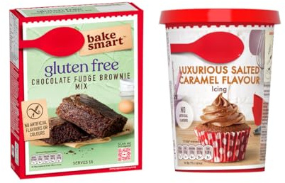 Gluten-Free Chocolate Fudge Brownie Mix 415g & Salted Caramel Icing 400g - Gluten-Free Brownie Mix Baking Bundle