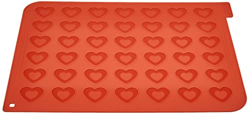 silikomart | MAC03 Silikonform für herzförmige MACARONS Monoportionen, antihaftbeschichtet, 21 Macarons, 1er Pack Kuchenform, 300 x 400 mm, h 1,5 mm, Made in Italy