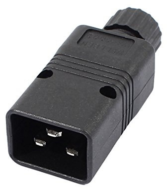 sourcing map IEC 320 C20 Recableable Conector 16A/20A 250V Negro Macho Entrada