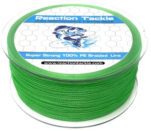 Reaction Tackle Braided Fishing Line Hi Vis Green 65LB 500yd