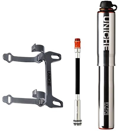 UNICHE Tech BV Mini Bike Pump with Gauge, Big Volume Frame Pump | 110 PSI, Presta & Schrader Valve Compatible, Aluminum Construction, Portable Bike Pump for MTB, Gravel Bike, Tubeless Tire