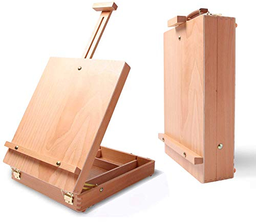 Wooden Table Box Easel - Artist Easel and Wood Table Sketching Box, Portable Desktop Storage Table for Adults and Easels to Enjoy Hours of Drawing and Painting