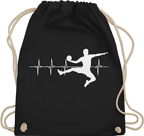 Turnbeutel Rucksack - WM 2023 Trikot Ersatz - Handball Herzschlag für Herren - Unisize - Schwarz - handballbeutel handballer stoffbeutel kinderturnbeutel hanball trainingsbeutel beutel halbball
