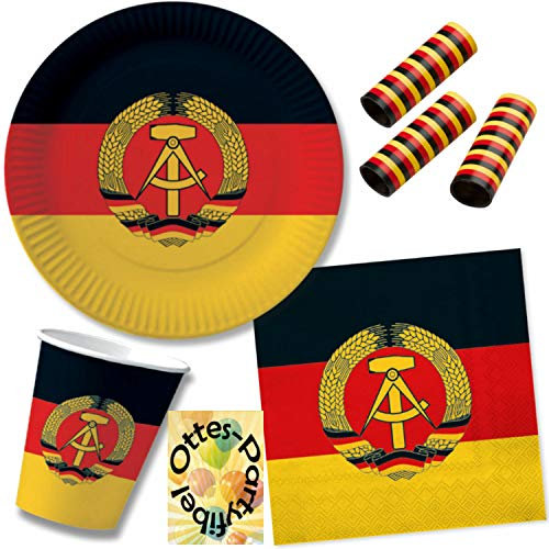 HHO Nostalgie Ostalgie DDR Party-Set 63tlg. für 20 Gäste : Becher Teller Servietten Luftschlangen