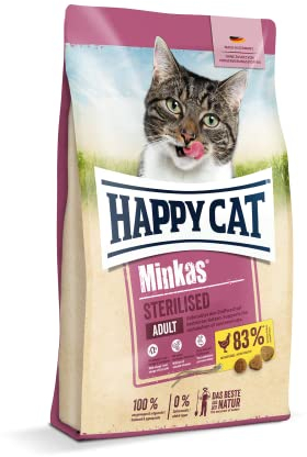 Happy Cat 70408 – Happy Cat Minkas Sterilised Geflügel – Trockenfutter mit Yucca für kastrierte Katzen – 1,5 kg Inhalt