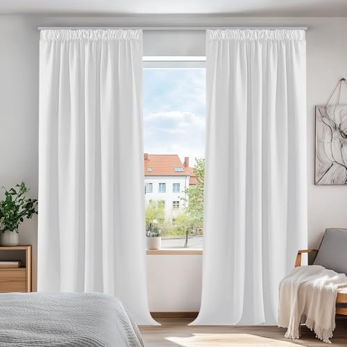 Deconovo Vorhang Verdunkelungsgardinen Dicke Blickdichte Vorhänge mit Kräuselband Vorhänge, 200x140 cm(HöhexBreite), Silber Grau, 2er Set