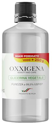Oxxigena - Reines flüssiges pflanzliches Glycerin ≥ 99,5% (Glycerin) 1L, Voll-VG neutrale Basis, ideal zur Befeuchtung von Haut, Haar und für Flüssigkeiten, geschmacks- und geruchsneutral