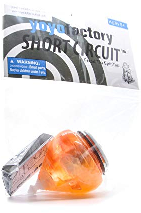 YoyoFactory Short Circuit Spin Top avec Ficelle - Orange (Freestyle Tricks Toupie, du Débutant Au Professionnel, Ficelle Et Instructions Incluses, toupie, trompo, spintop, peonza)