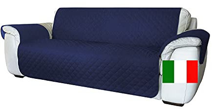 Moonange - 3-Sitzer-Sofabezug - Sofabezug mit Armlehnen - Sitzfläche 165 cm - wasserdicht - wendbar - rutschfest - Flecken - Kratzer - Frost - moderner Sofabezug - blau