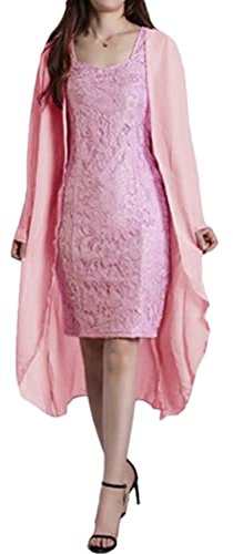 Minetom Femme Robe De Soiree Fête Dentelle Dress De Ceremonie Mariage Cocktail sans Manche Tulle Boléros Demoiselle d'honneur Robe H Rose 34